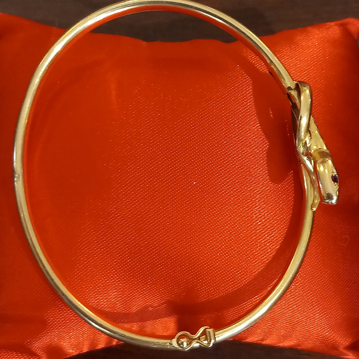 "snake" Bangle Bracelet, 18-karat Gold, 2 Rubies. Art Nouveau. -photo-4
