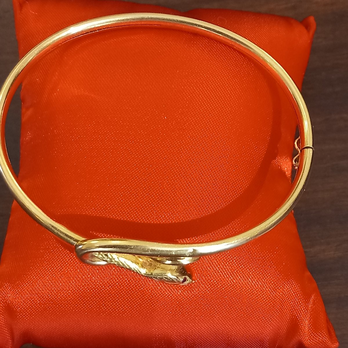 "snake" Bangle Bracelet, 18-karat Gold, 2 Rubies. Art Nouveau. -photo-2