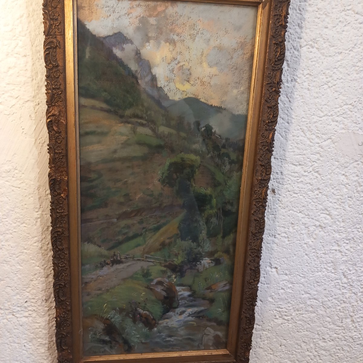 "Les Pyrénées " gouache post-impressionniste d'Alexandre NOZAL (1852-1929).-photo-2