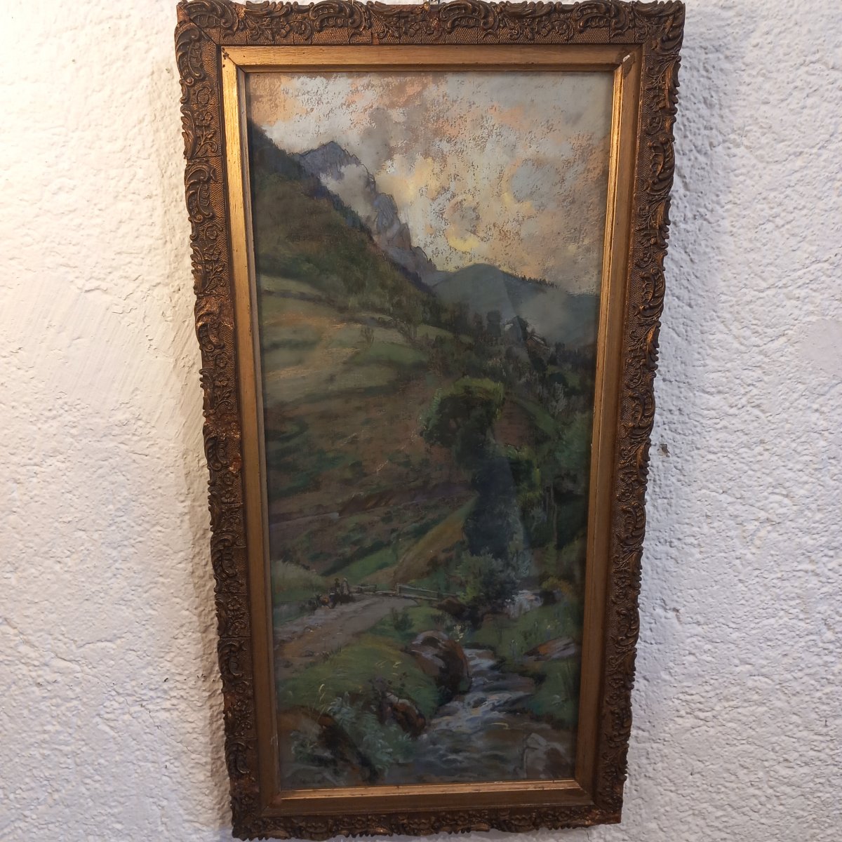 "Les Pyrénées " gouache post-impressionniste d'Alexandre NOZAL (1852-1929).
