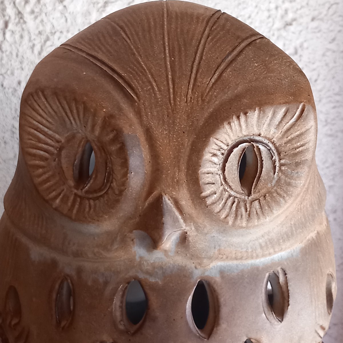 Vintage "owl" Lamp Made Of Openwork Stoneware. Designed By Agnès Escala, 1960s–1970s.-photo-5