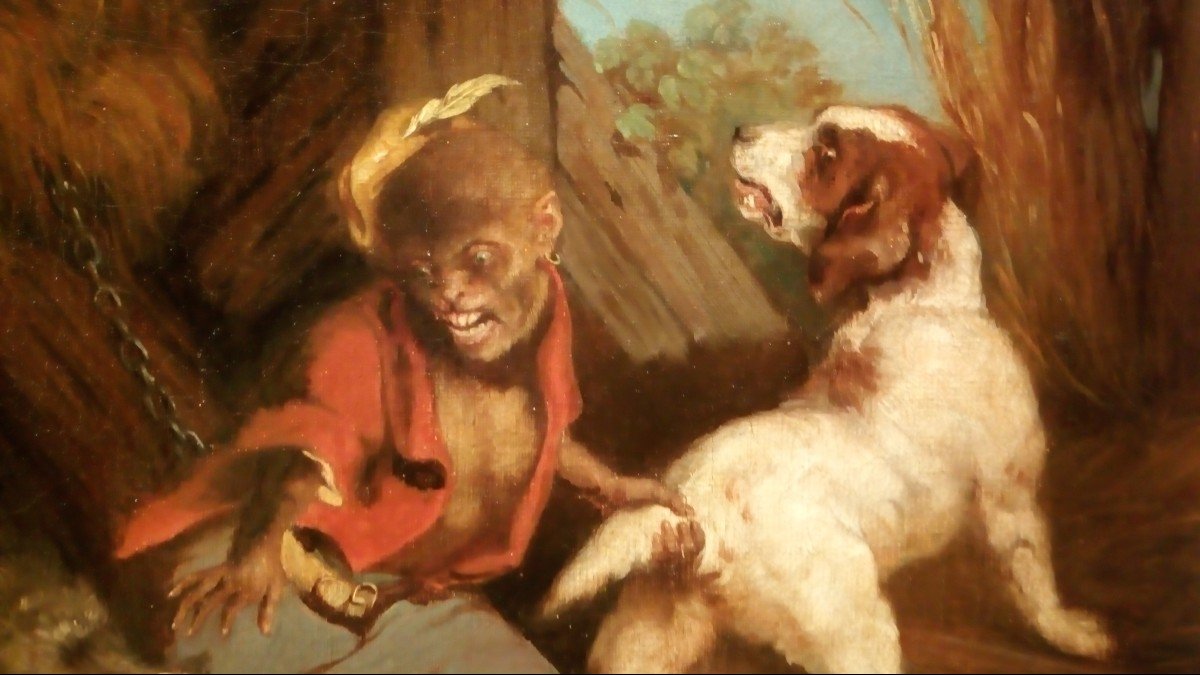 Huile sur toile  signée J.B. Cornillet: 'la dispute'-photo-2
