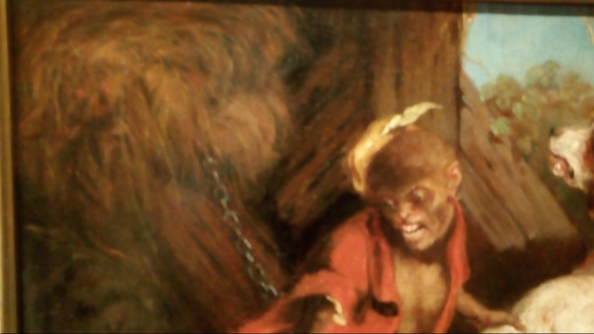 Huile sur toile  signée J.B. Cornillet: 'la dispute'-photo-3