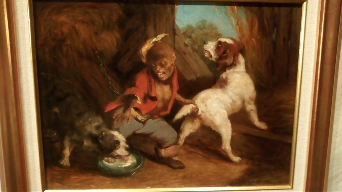 Huile sur toile  signée J.B. Cornillet: 'la dispute'-photo-4