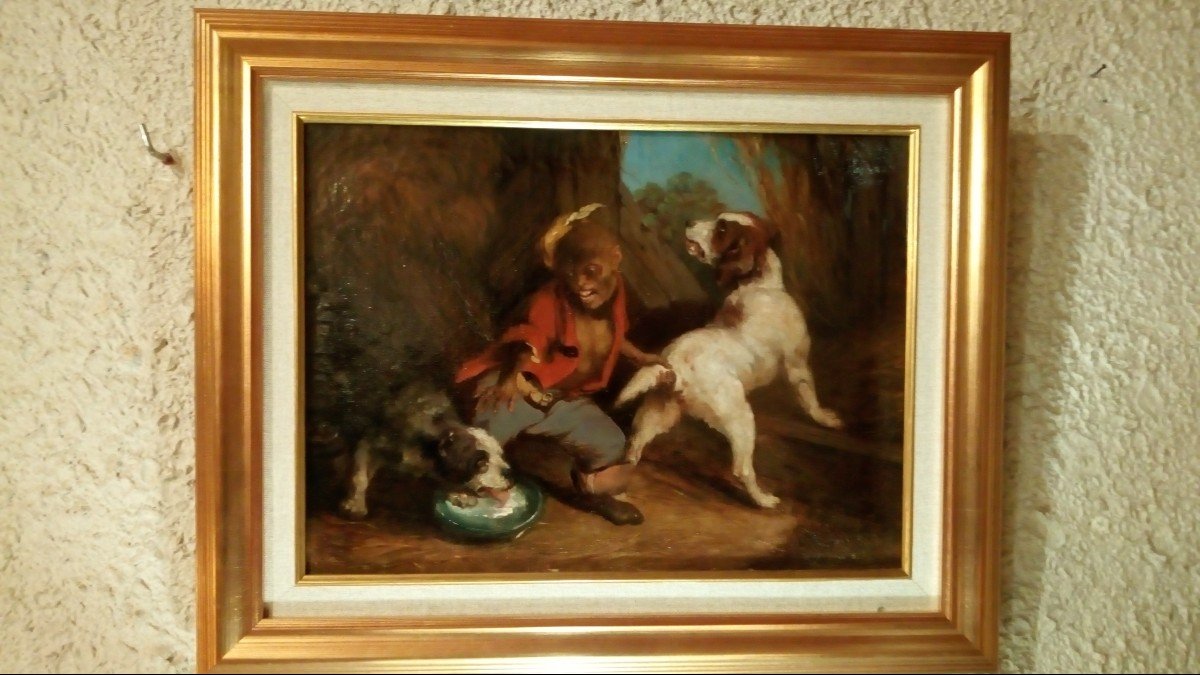 Huile sur toile  signée J.B. Cornillet: 'la dispute'