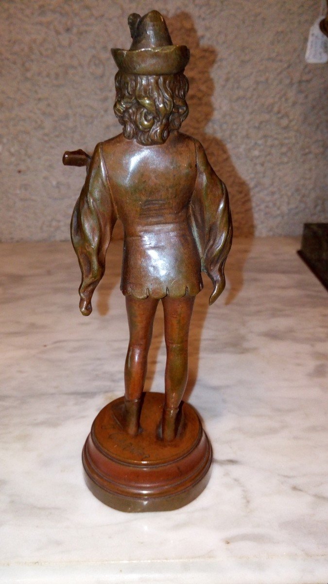 Sujet bronze " le troubadour" signé J. Garnier.-photo-3