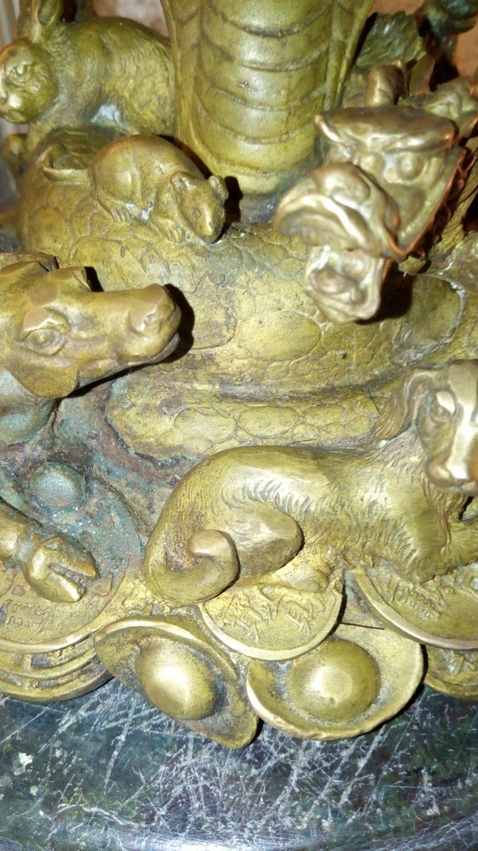 Le cobra et sa cour, bronze, Chine.-photo-2