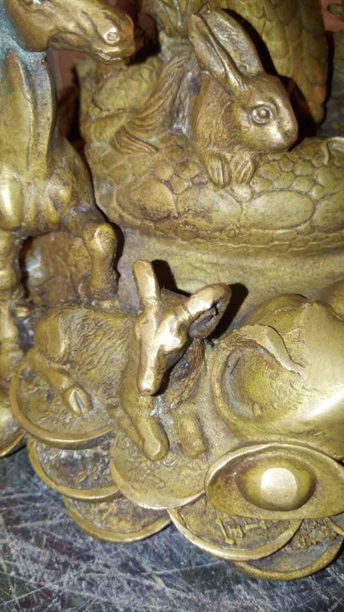 Le cobra et sa cour, bronze, Chine.-photo-3