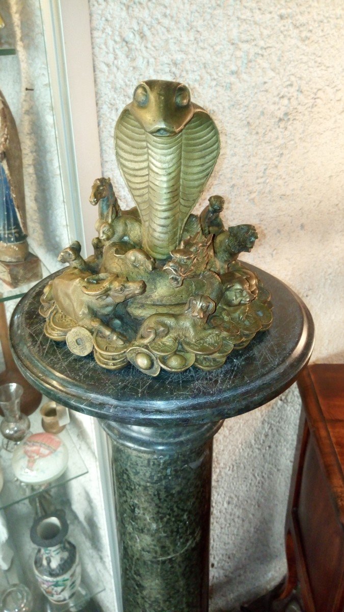Le cobra et sa cour, bronze, Chine.-photo-8