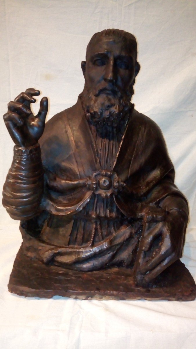 Buste reliquaire d'un Pape bénissant, époque 17è.