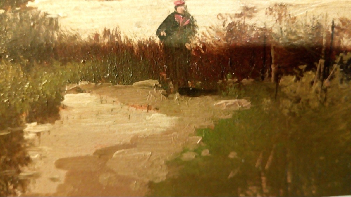 Eugène Galien Laloue :Petite huile sur panneau, signée du peudonyme: L. Dupuy .-photo-3
