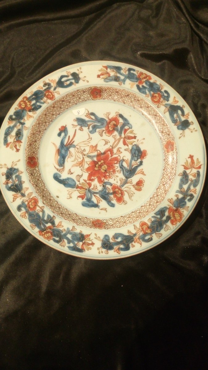 Série de 9 assiettes porcelaine 18è, de  la Compagnie des Indes.-photo-7
