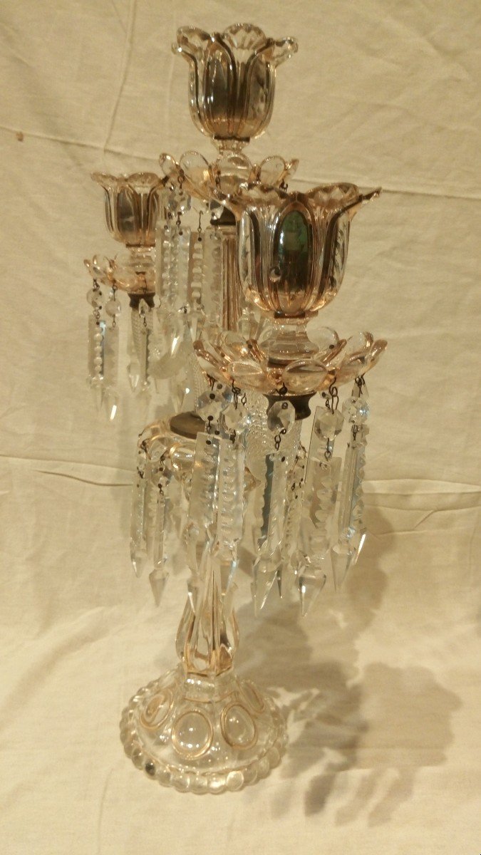 Pair Of Three-light Candelabra. Baccarat 19th.-photo-3