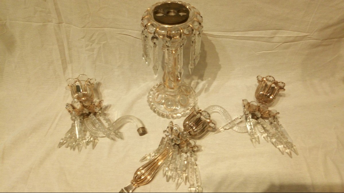 Pair Of Three-light Candelabra. Baccarat 19th.-photo-5