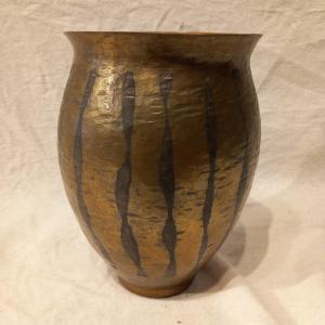 Copper Brassware Vase, Signed Maurice Perrier And Dated 1958.