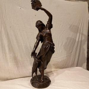 "esméralda And Her Goat" Bronze By Eugène Marioton.