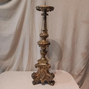 Candle Stick, Gilded Wood, Provence Early 18th Century.