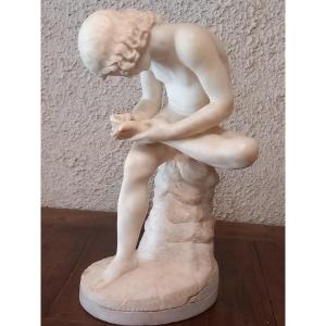 "Grand Spinario" ou "le Tireur d'épine", marbre blanc de Carrare d'époque 19ème.