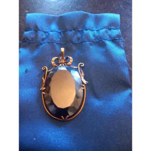 Pendentif en or jaune et topaze bleue, 15g brut, époque Napoléon III.
