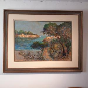 "coastal Area Between Carry And Sausset," Oil On Isorel, Signed 'van Den Bussche.'