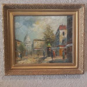 Huile sur toile 'Montmartre 12.32', signée T.Coxell.