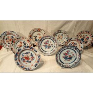 Série de 9 assiettes porcelaine 18è, de  la Compagnie des Indes.