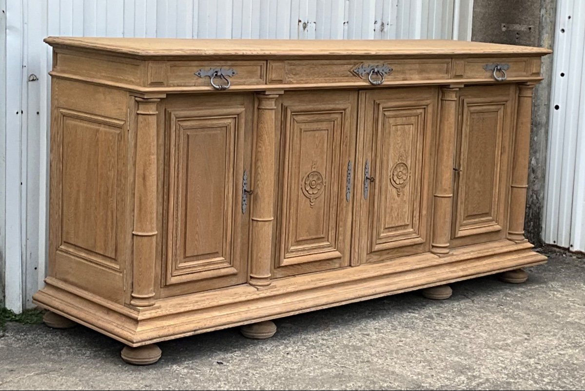 French Solid Oak Sideboard Style Empire Country Late 19th Century 4