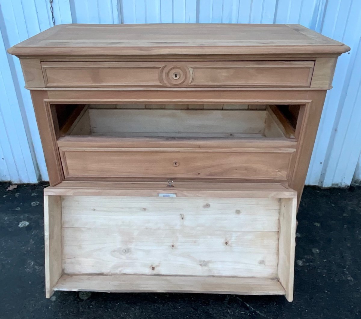 Commode Française Louis Philippe Fin XIXème Siècle blanchie-photo-4