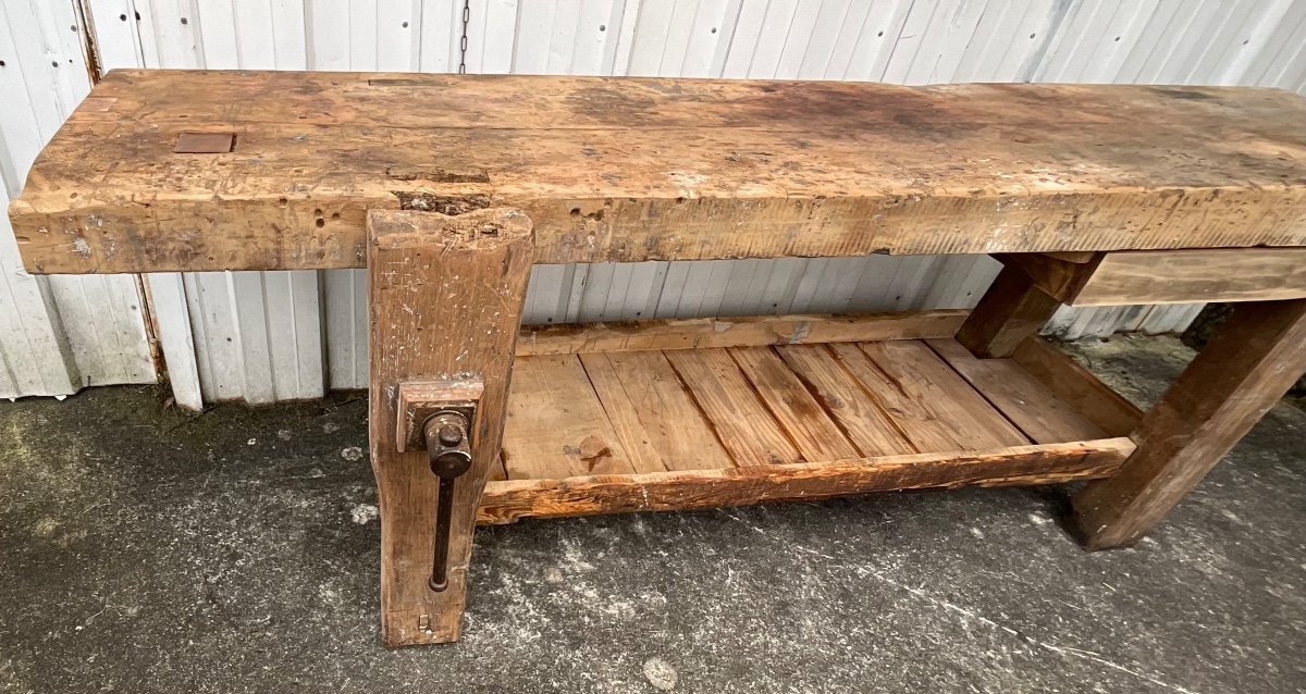 Giant Vintage French Workbench Early 20th Century-photo-3