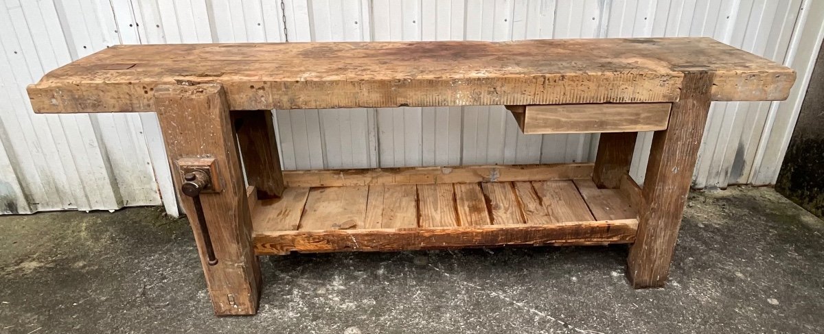 Giant Vintage French Workbench Early 20th Century
