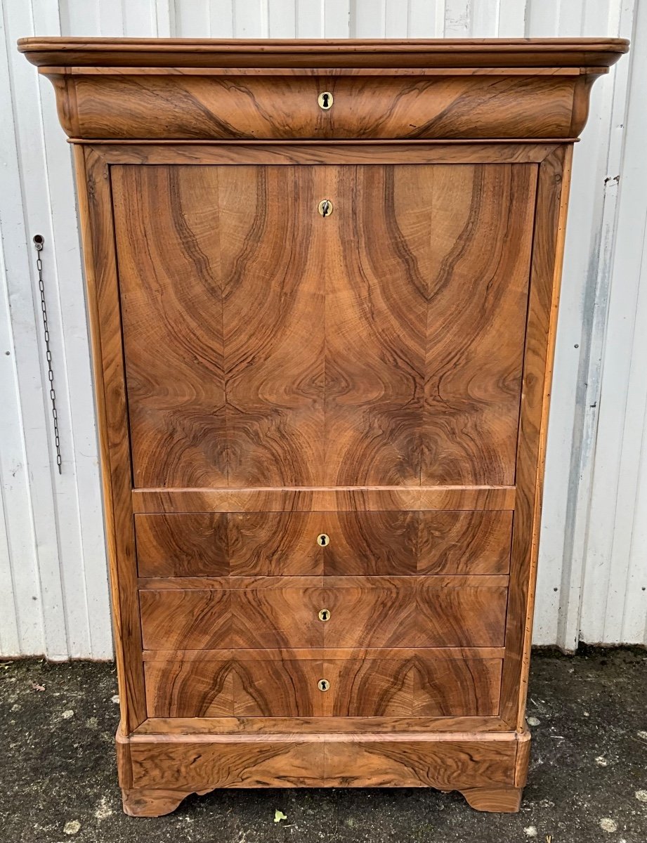 Secrétaire époque Louis Philippe, Milieu 19ème Siècle, Ronce De Noyer