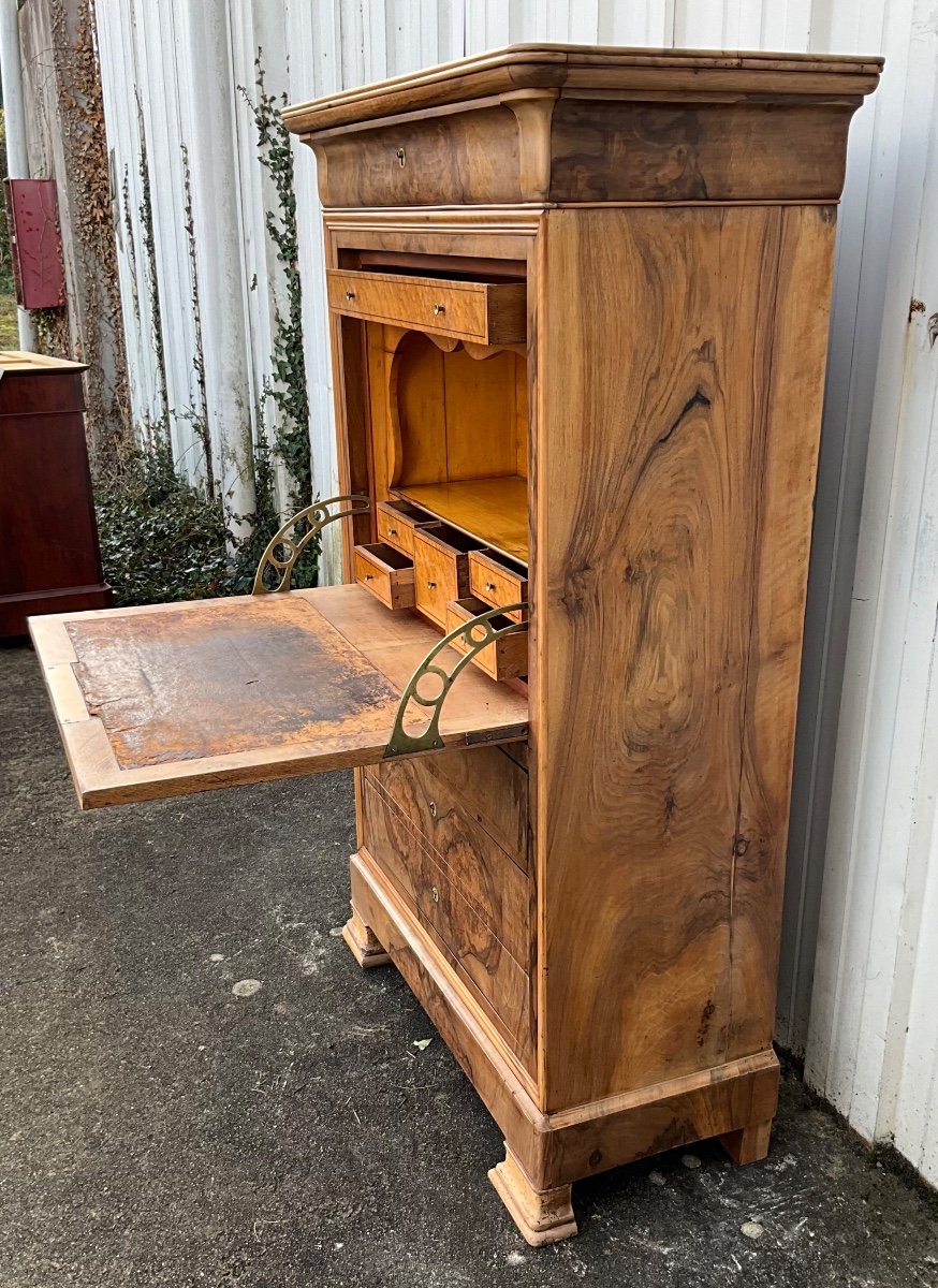 Secretary Period Louis Philippe, Mid 19th Century, In Walnut Bramble.-photo-4