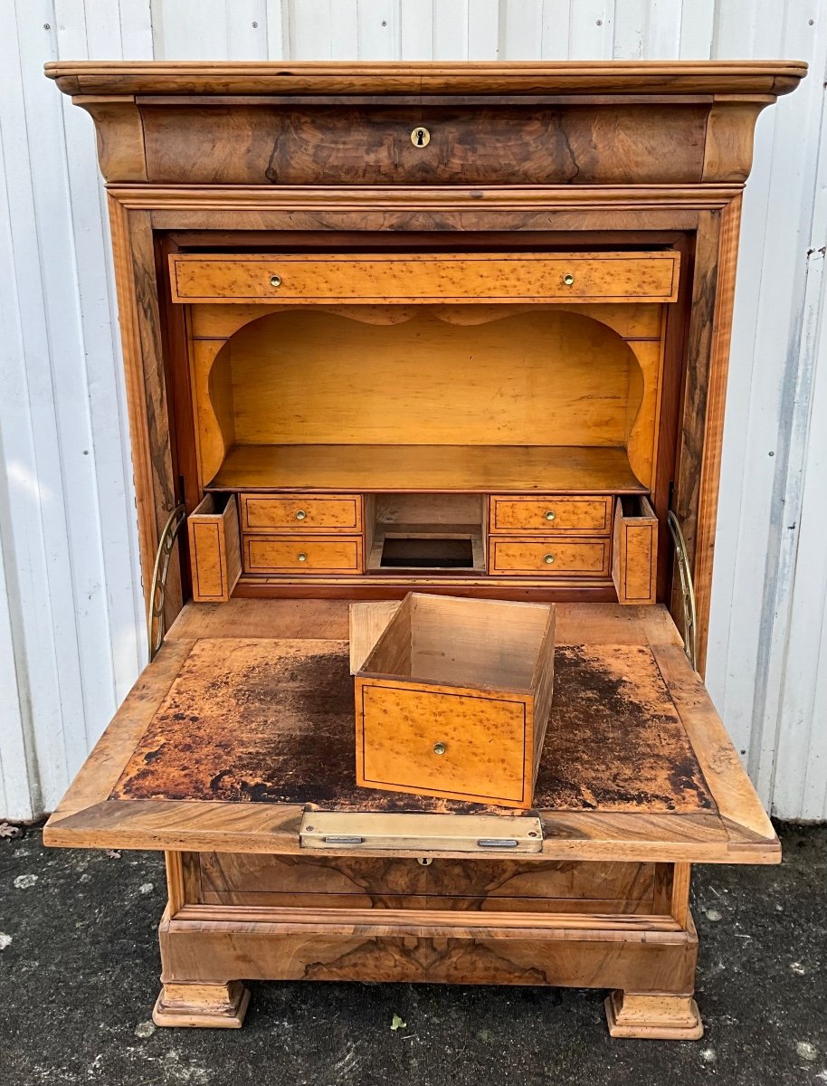 Secretary Period Louis Philippe, Mid 19th Century, In Walnut Bramble.-photo-1