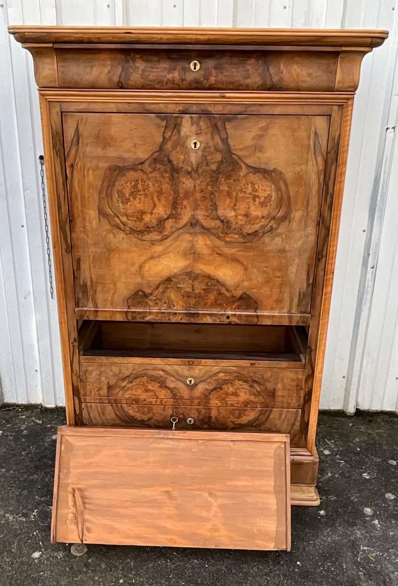 Secretary Period Louis Philippe, Mid 19th Century, In Walnut Bramble.-photo-7