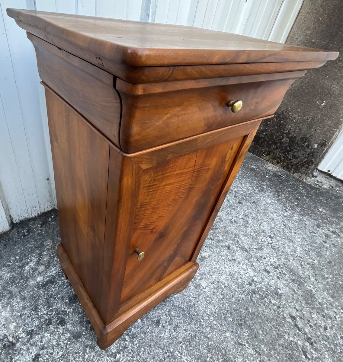 Louis Philippe Nightstand In Burr Walnut Mid 19th-photo-4