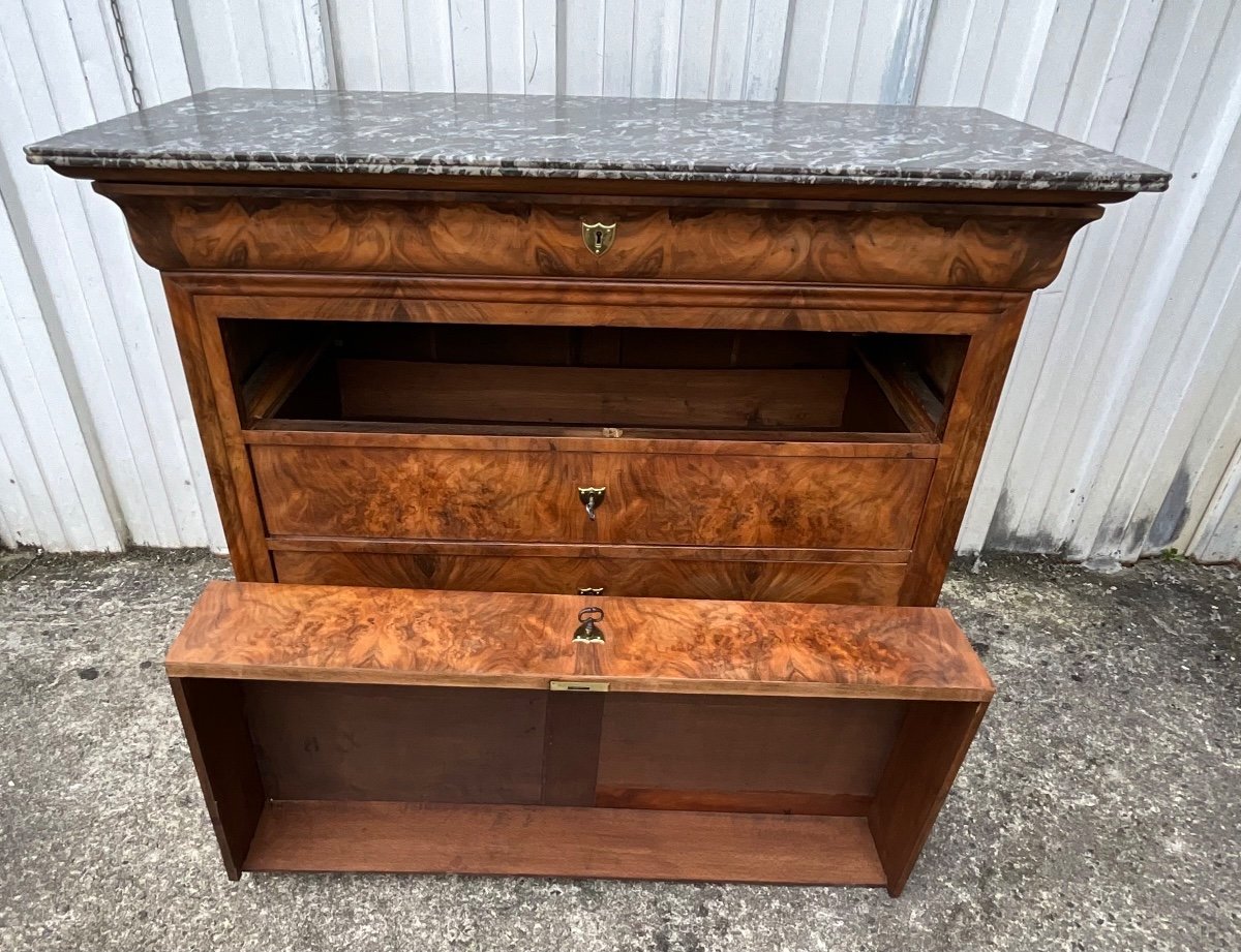 Louis-philippe Burl Walnut Chest Of Drawers – Mid-19th Century-photo-1