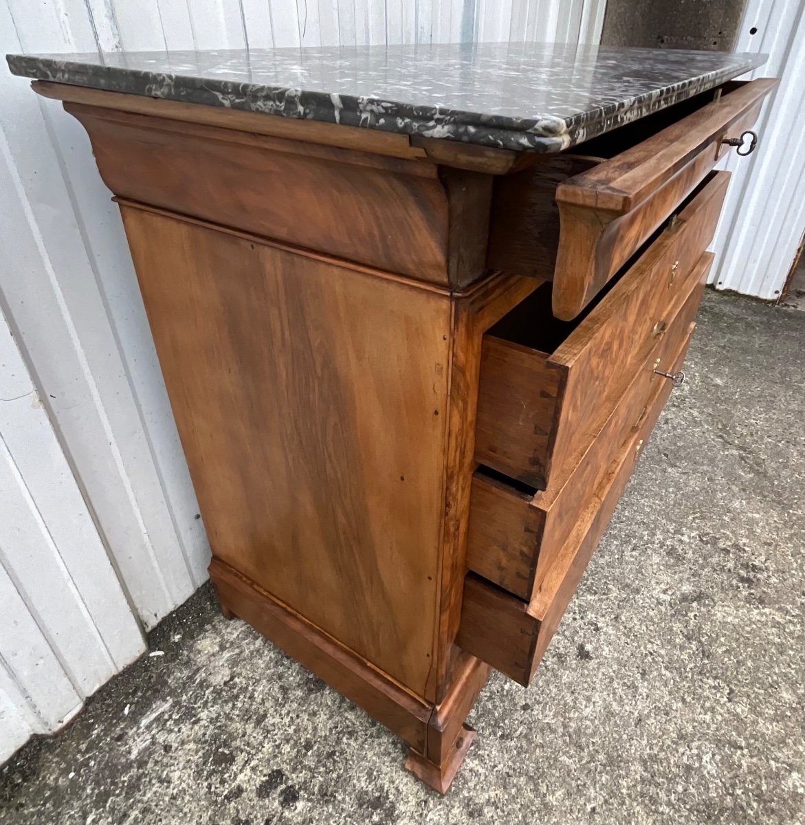 Louis-philippe Burl Walnut Chest Of Drawers – Mid-19th Century-photo-3