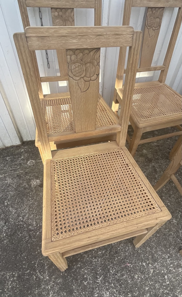 Set Of 6 Vintage Solid Oak Chairs, 1950s-photo-2