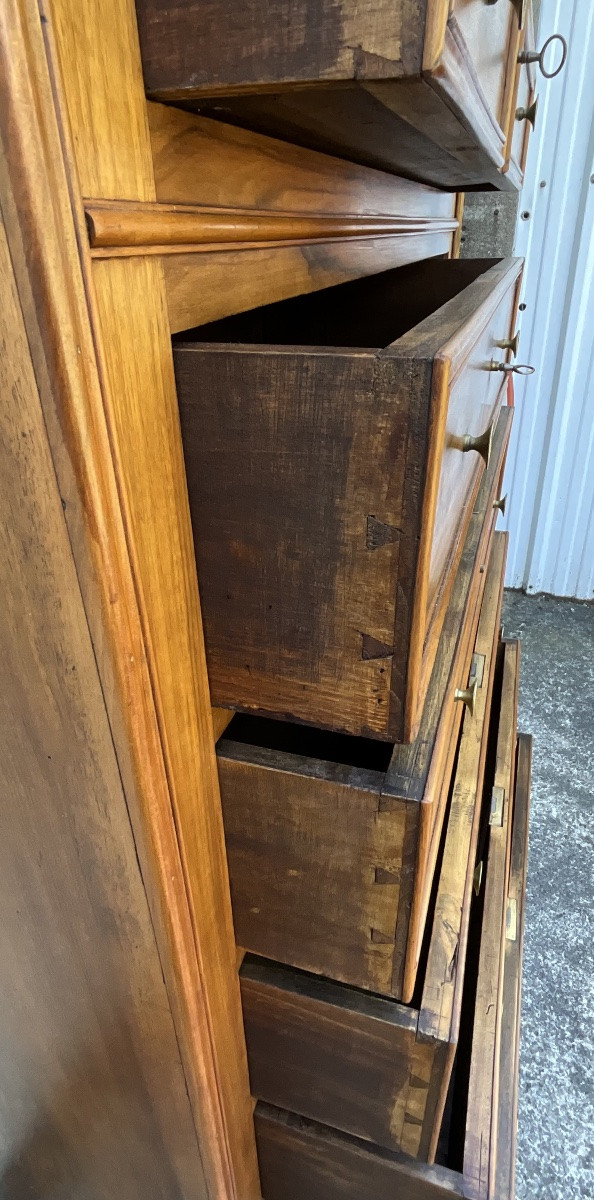Chiffonnier Louis-Philippe en noyer massif, 6 tiroirs – Fin XIXe-photo-4
