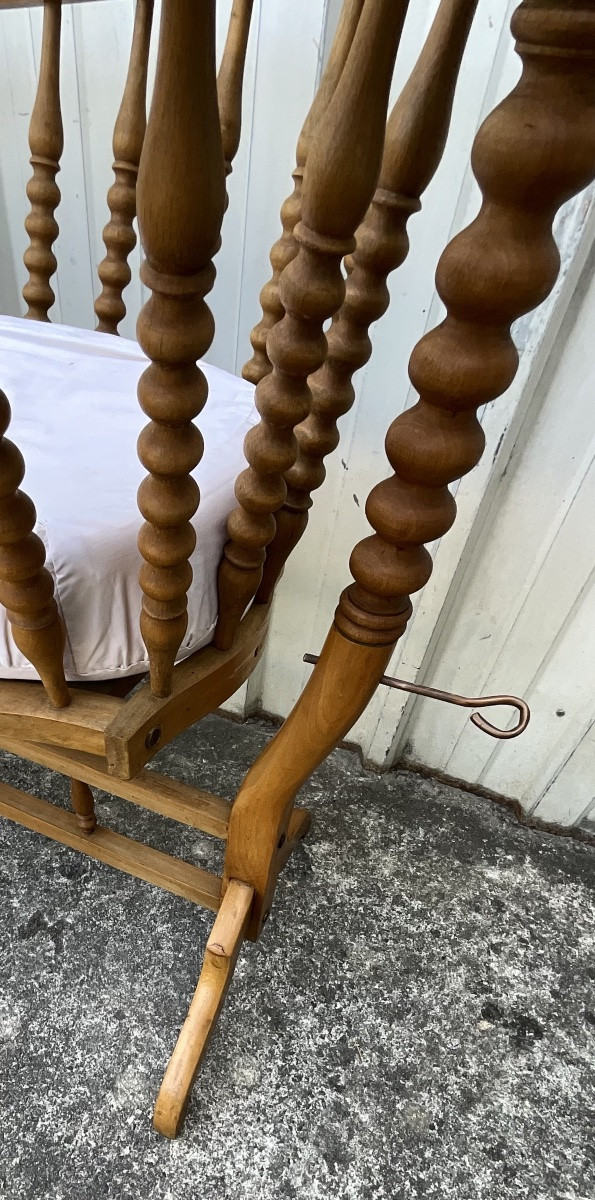 Antique Cradle In Solid Beech – Early 20th Century-photo-4