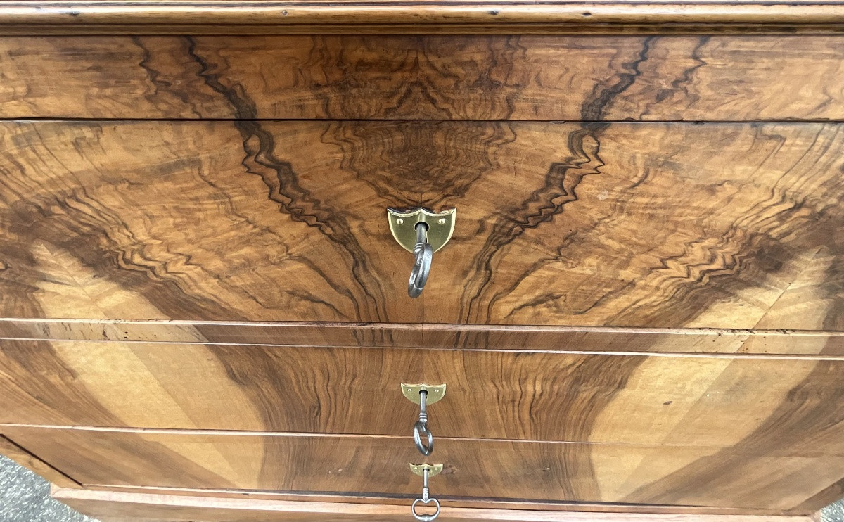 Chest Of Drawers In Walnut And Burr Walnut, Late 19th Century-photo-4