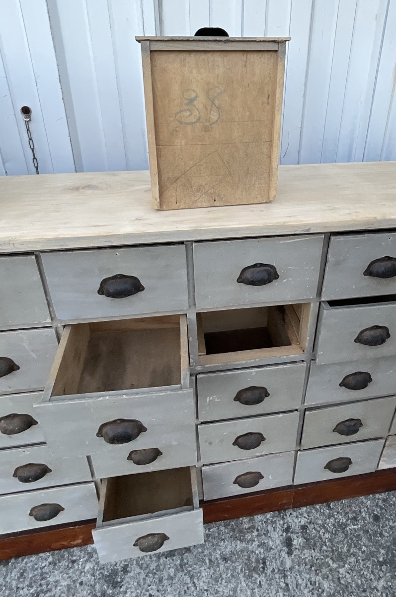 Antique 40-drawer Apothecary Cabinet – Paris, Circa 1920-photo-6