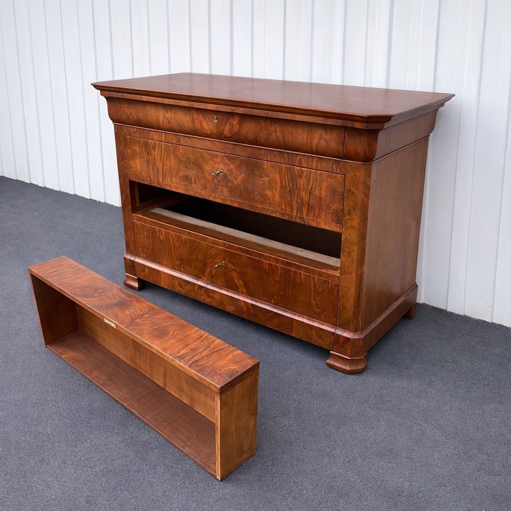 Commode Louis-Philippe en ronce de noyer  France, milieu du XIXᵉ siècle-photo-3