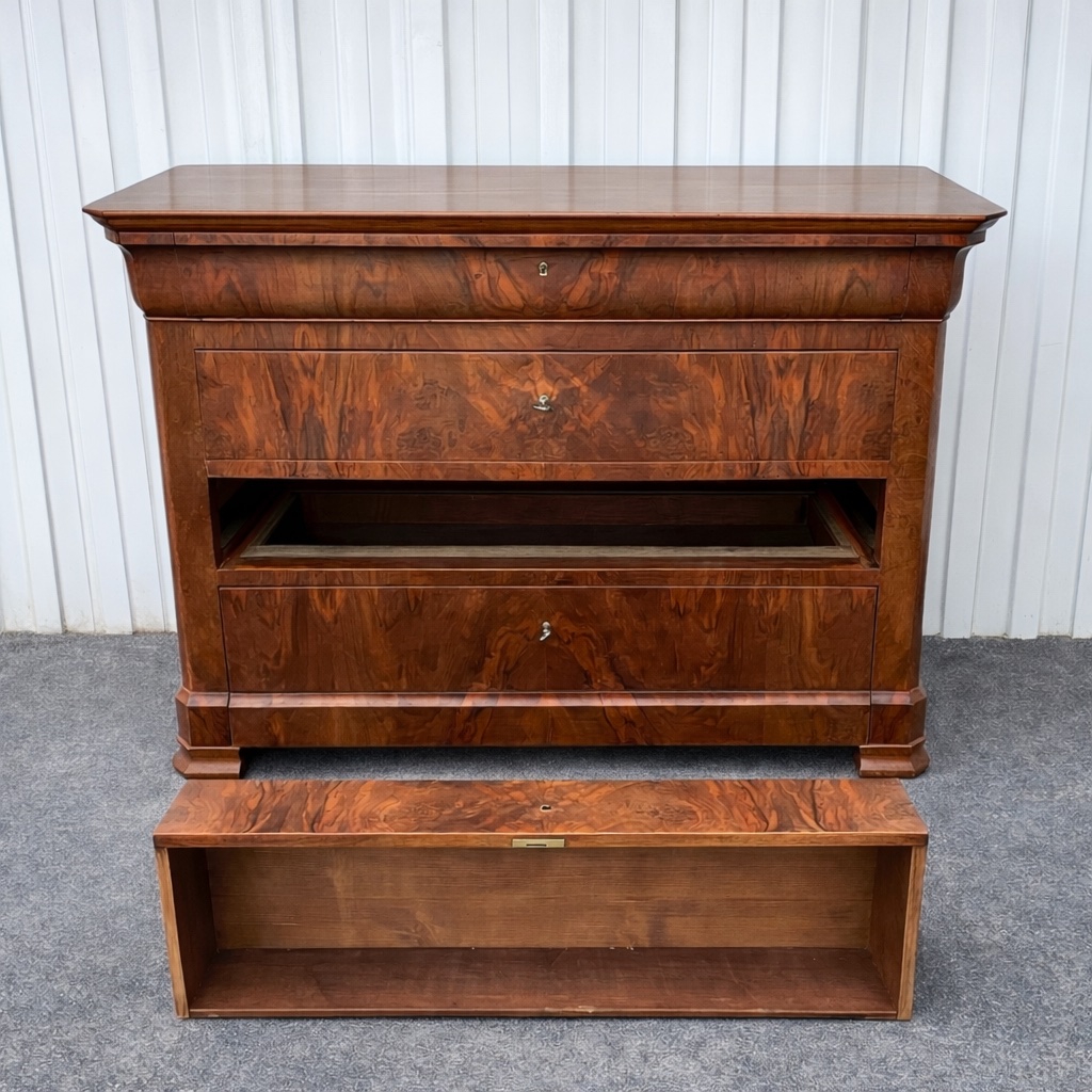 Commode Louis-Philippe en ronce de noyer  France, milieu du XIXᵉ siècle-photo-1