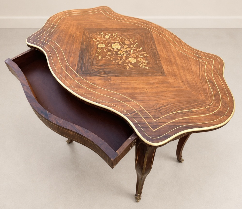  Table  d’appoint ou de milieu  Époque Napoléon III, style Louis XV-photo-2