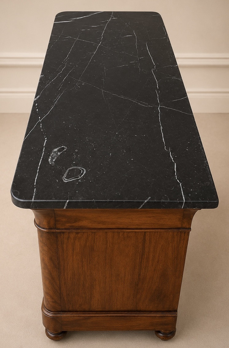 Commode Louis-Philippe en Ronce de Noyer  Époque milieu XIXe siècle-photo-1
