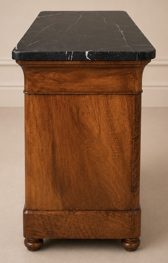 Commode Louis-Philippe en Ronce de Noyer  Époque milieu XIXe siècle-photo-3