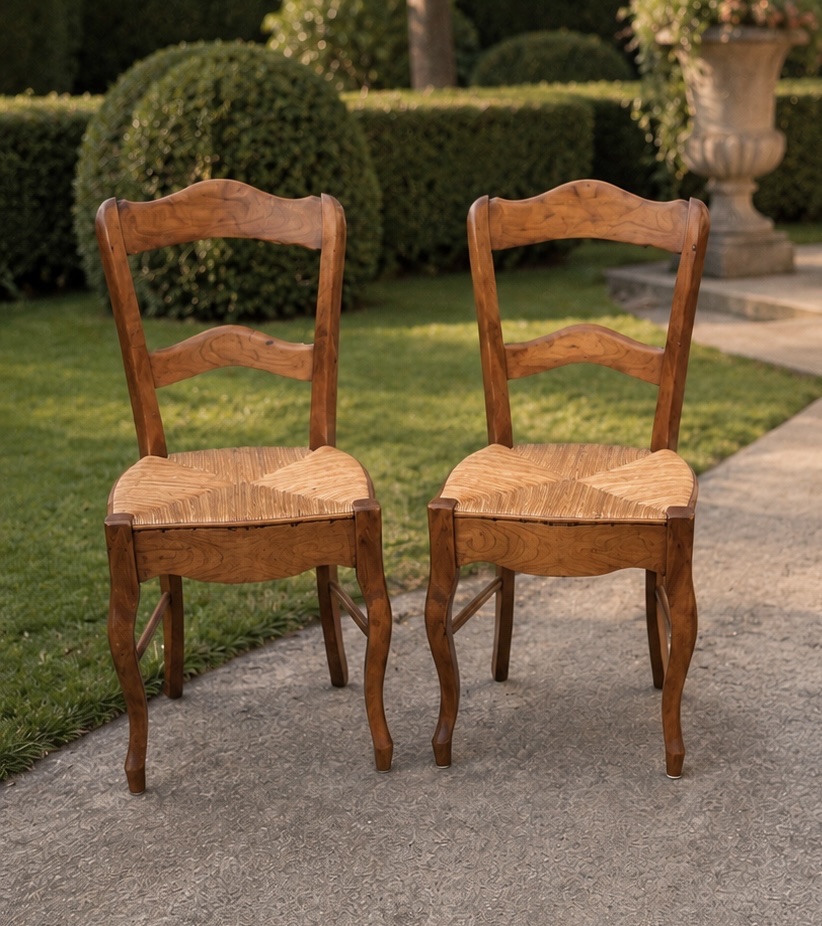 Pair Of Cherry Wood Chairs In The Louis-philippe Style, Early 20th Century, Circa 1910
