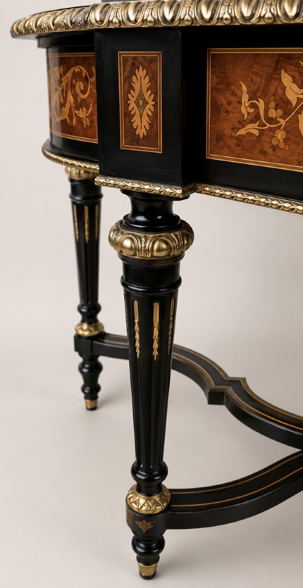 Napoleon III-style Coffee Table With Marquetry And Gilded Bronze Accents-photo-1