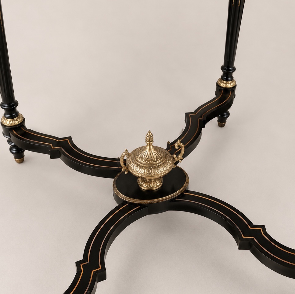 Napoleon III-style Coffee Table With Marquetry And Gilded Bronze Accents-photo-8